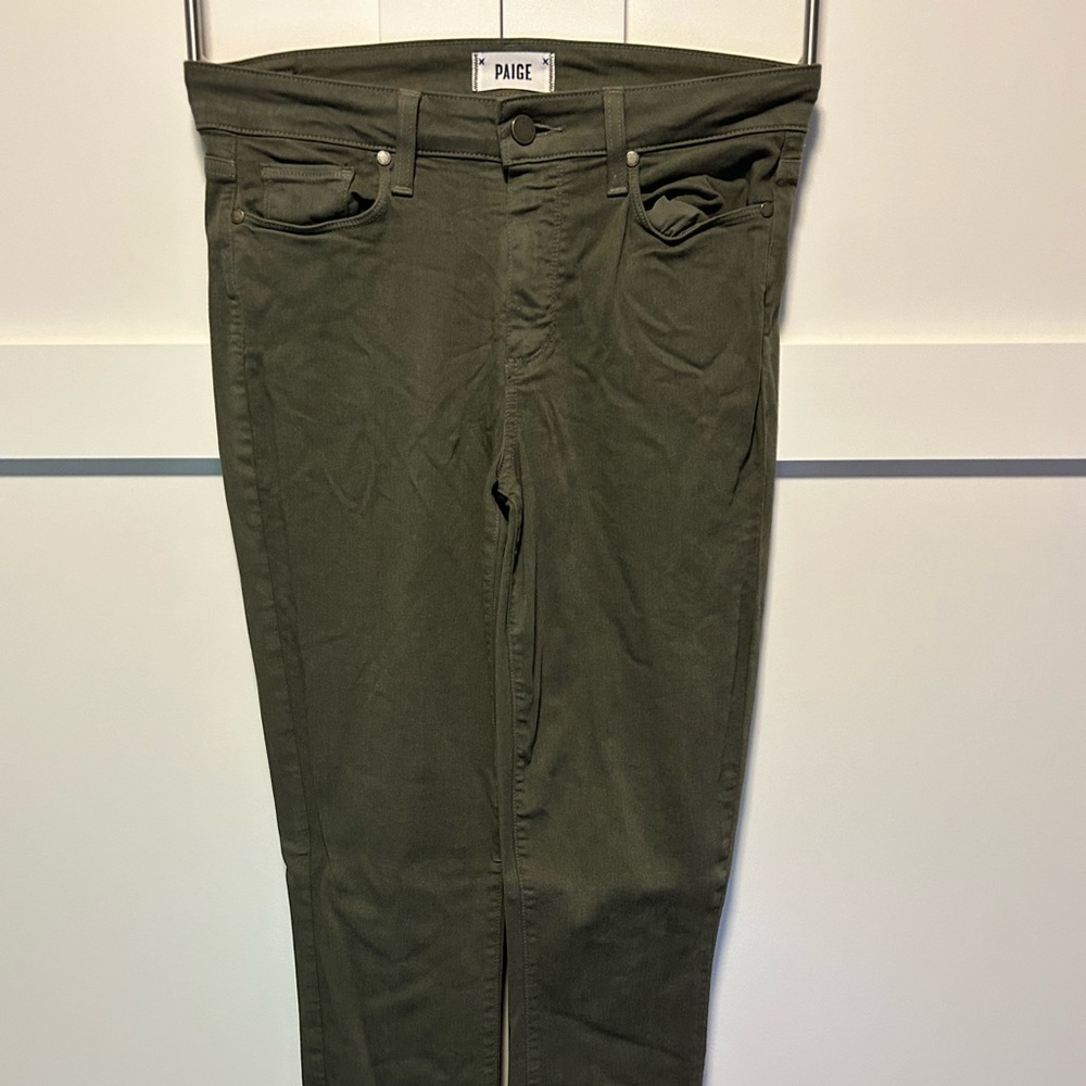 Olive green Paige denim pants. Excellent used condition.